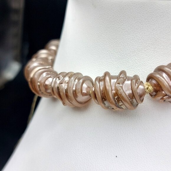 Vintage Japan Lampwork Glass Bead Necklace 13-16" Adjustable Choker - Picture 4 of 6